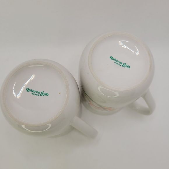 Natures Gold Vintage Korea Al Mar Floral 8 Oz Set Of 2 Coffee Tea Cups - Picture 8 of 11